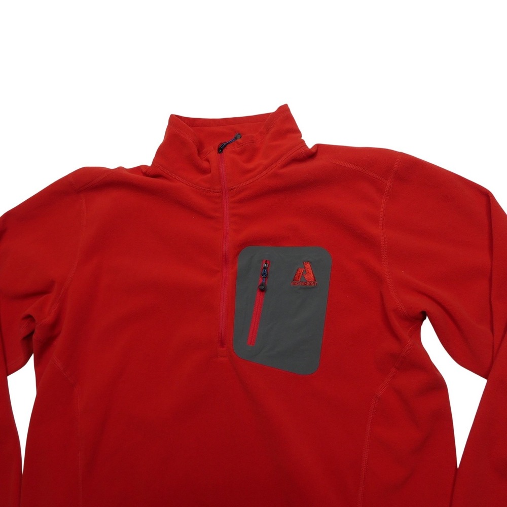 Eddie Bauer First Ascent Pullover Mens Large Red Fleece Quarter Zip Hiking